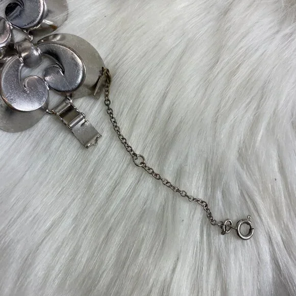 Vintage Monet Silver Tone Link Swirl Bracelet 7